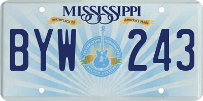 MS license plate BYW243