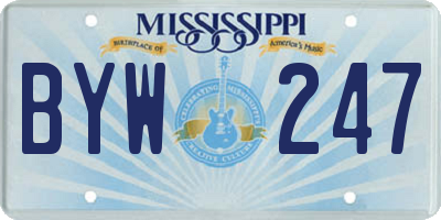 MS license plate BYW247