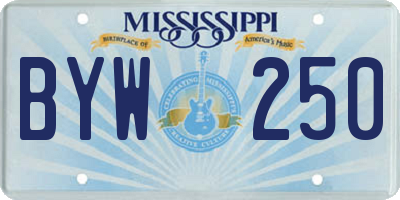 MS license plate BYW250