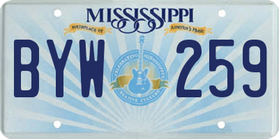 MS license plate BYW259