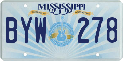 MS license plate BYW278