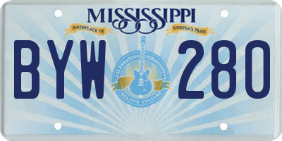MS license plate BYW280