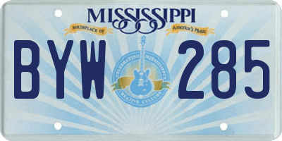 MS license plate BYW285