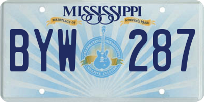 MS license plate BYW287