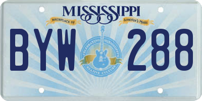 MS license plate BYW288