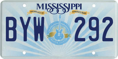 MS license plate BYW292