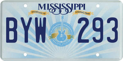 MS license plate BYW293