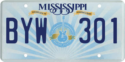 MS license plate BYW301