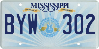 MS license plate BYW302