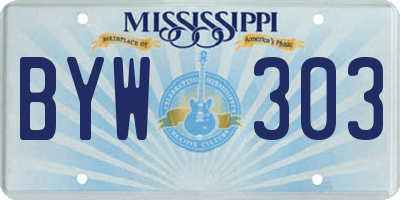 MS license plate BYW303