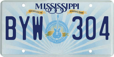 MS license plate BYW304