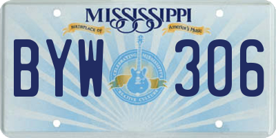 MS license plate BYW306