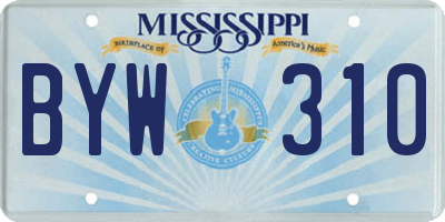 MS license plate BYW310
