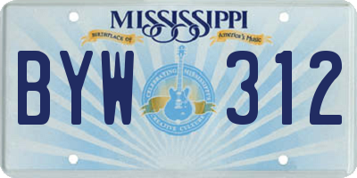MS license plate BYW312