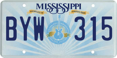 MS license plate BYW315