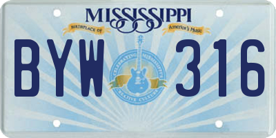 MS license plate BYW316