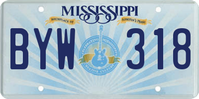 MS license plate BYW318