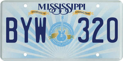 MS license plate BYW320