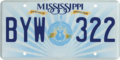 MS license plate BYW322