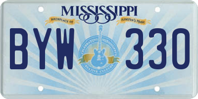 MS license plate BYW330