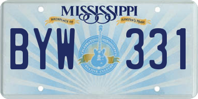 MS license plate BYW331
