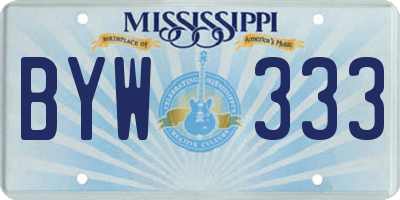 MS license plate BYW333