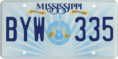 MS license plate BYW335