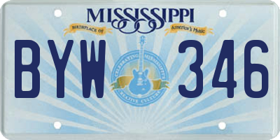 MS license plate BYW346