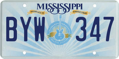 MS license plate BYW347
