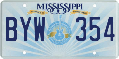 MS license plate BYW354