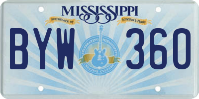 MS license plate BYW360