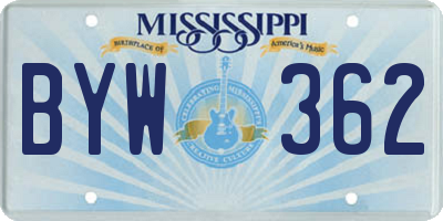 MS license plate BYW362