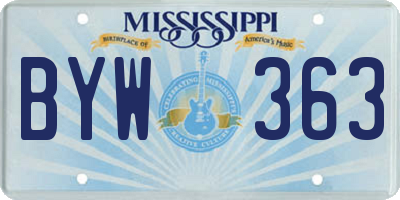 MS license plate BYW363