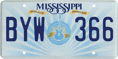 MS license plate BYW366