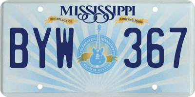 MS license plate BYW367