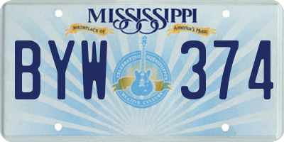MS license plate BYW374
