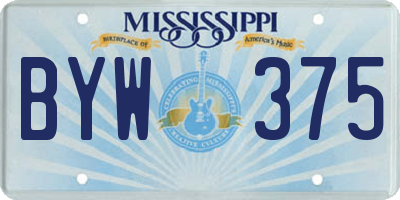 MS license plate BYW375
