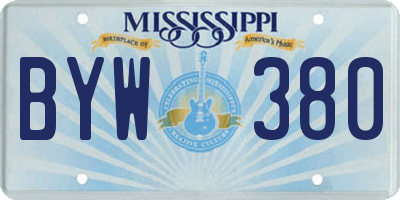 MS license plate BYW380
