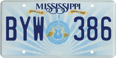 MS license plate BYW386