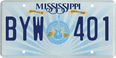 MS license plate BYW401