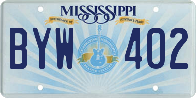 MS license plate BYW402
