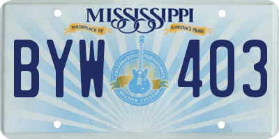 MS license plate BYW403