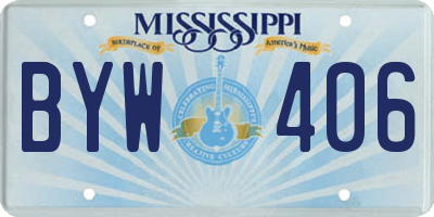 MS license plate BYW406