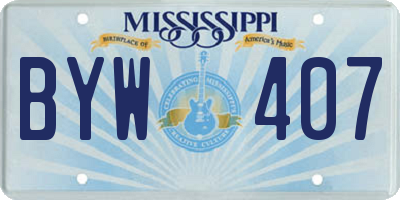 MS license plate BYW407