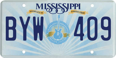 MS license plate BYW409