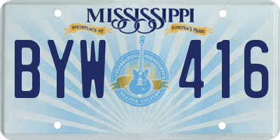 MS license plate BYW416