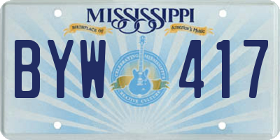 MS license plate BYW417