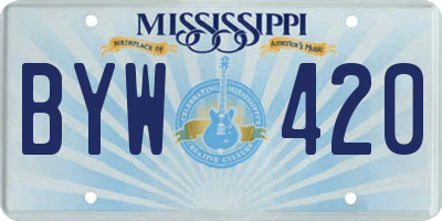 MS license plate BYW420