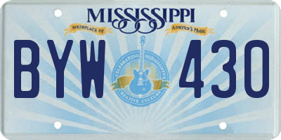 MS license plate BYW430