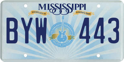 MS license plate BYW443